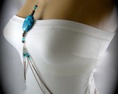 Body Chain, Necklace, wear it many ways Back Jewelry, Turquoise Pendent