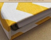 Baby Memory Book (Pregnancy - 5 years) - Yellow and White Chevron Slub Fabric  (134 journaling pages & personalization included)