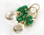 Emerald jewelry Golden Rutilated Quartz Emerald earrings 14K gold filled - emerald green gemstone women fashion may birthstone oht - Alanna