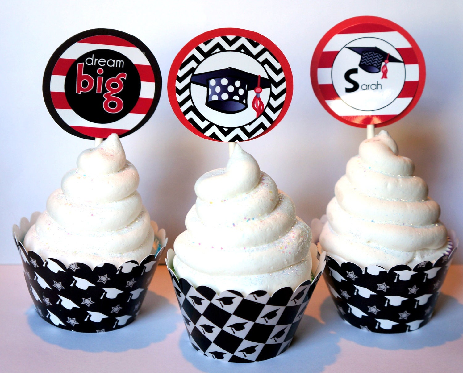 Personalized Graduation Cupcake Toppers You Choose the Colors