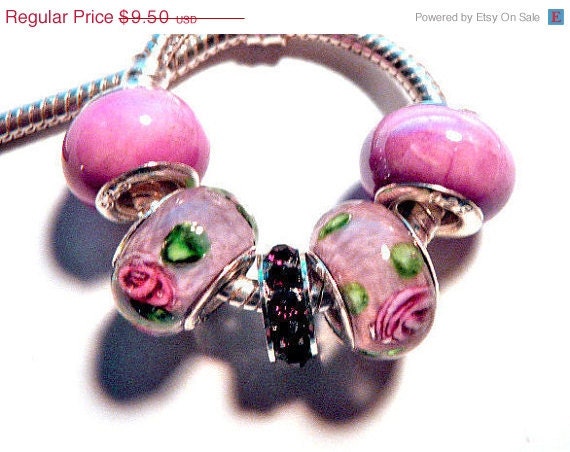 30% CEARANCe SALe and FREE SHIPPING   european bead set purple charms PBS673