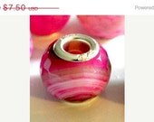 30% CEARANCe SALe and FREe SHIPPING   european beads  Hot Pink Agate Gemstone Charm PBB429