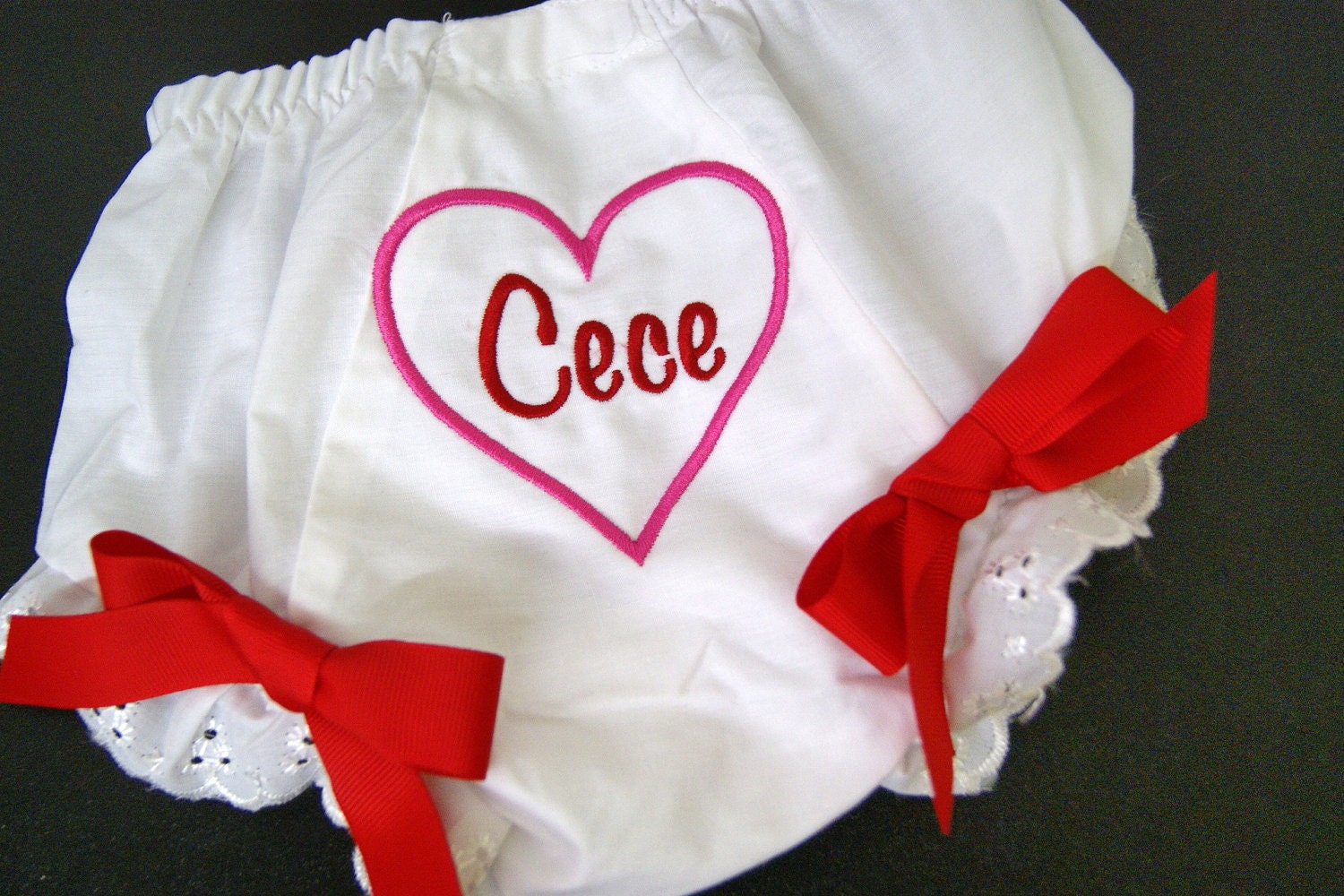Heart Valentines Day personalized bloomers diaper cover baby infant toddler