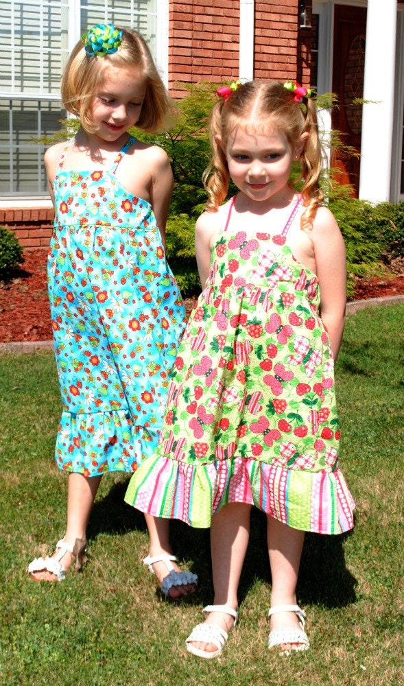 Custom Fabric Halter Sundress 18m to 8 years