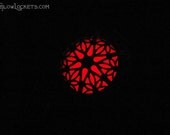 Mystic Fire Glow Red Locket Antiqued Brass Filigree