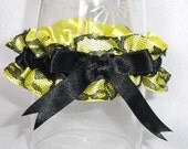 Sunny Yellow Satin and Black Lace Garter