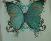 Blue Butterfly - Tea towel - Flour Sack towel - custom printed - Gorgeous