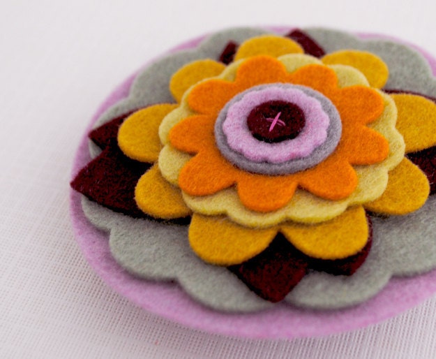 Beautiful Wool Felt Flower Brooch