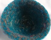 Clearance Felted bowl, dark blue, grey, flecked, firm, small, deep