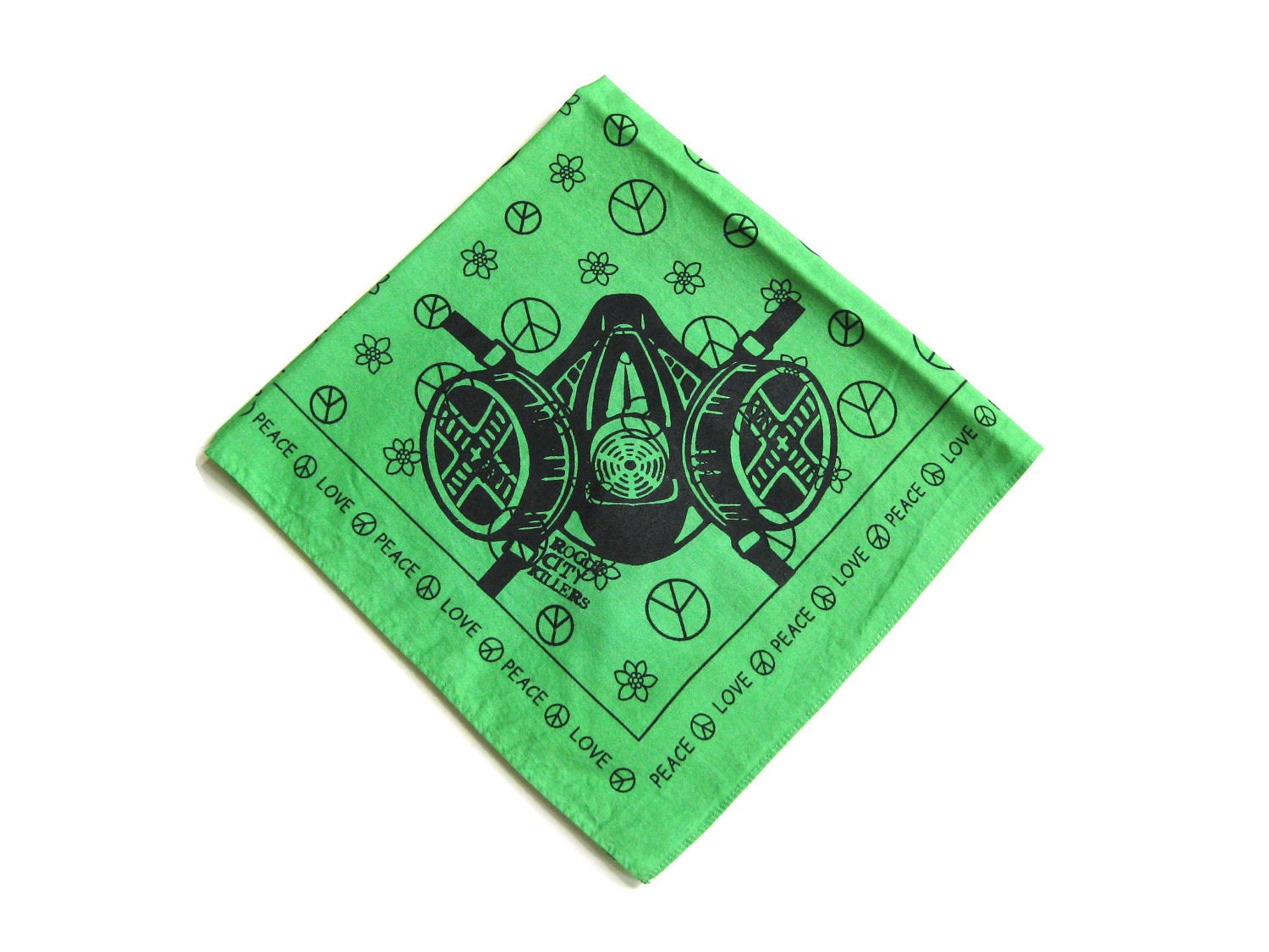 Green Peace Sign Gas mask Protest Bandana OWS Burning Man