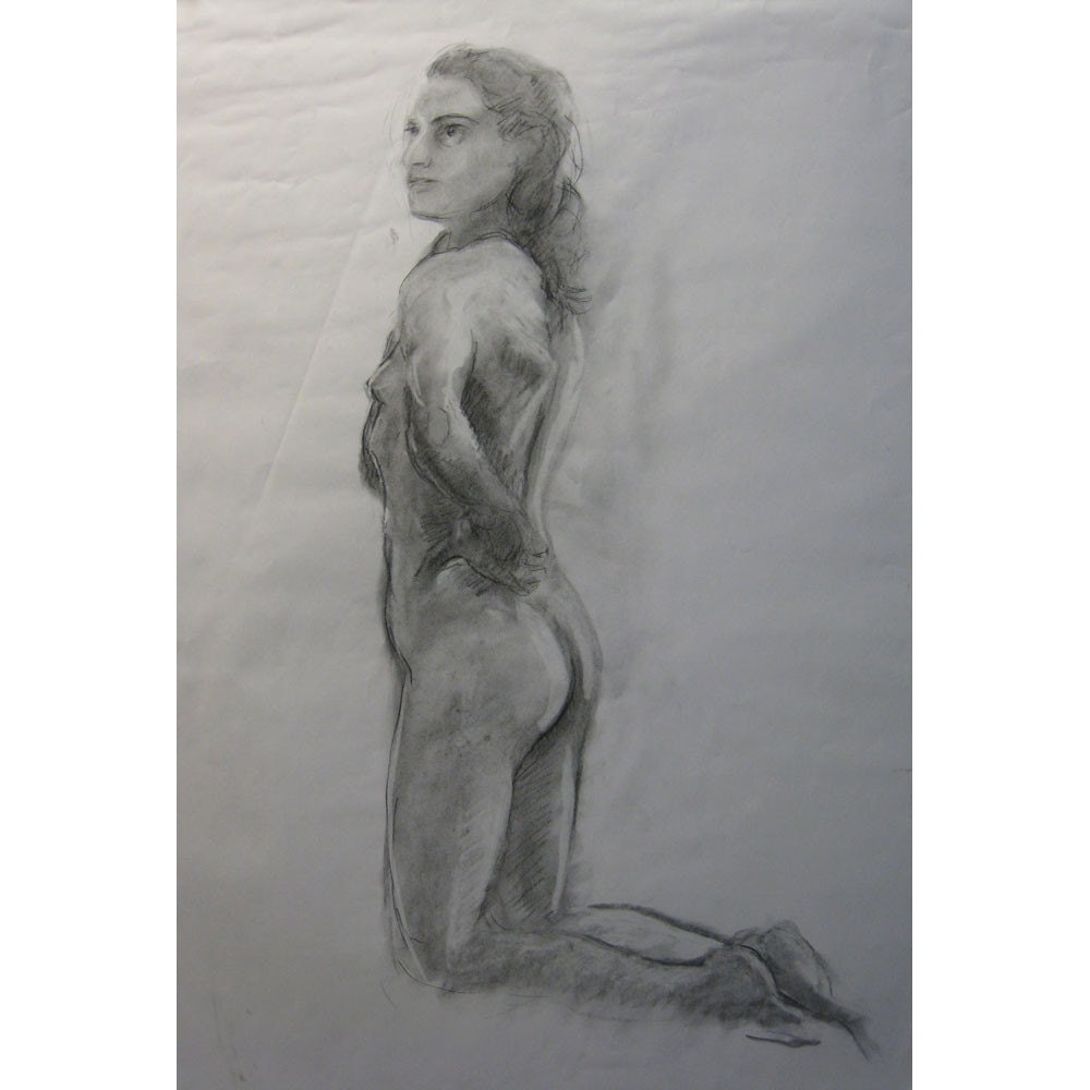 kneeling nude woman