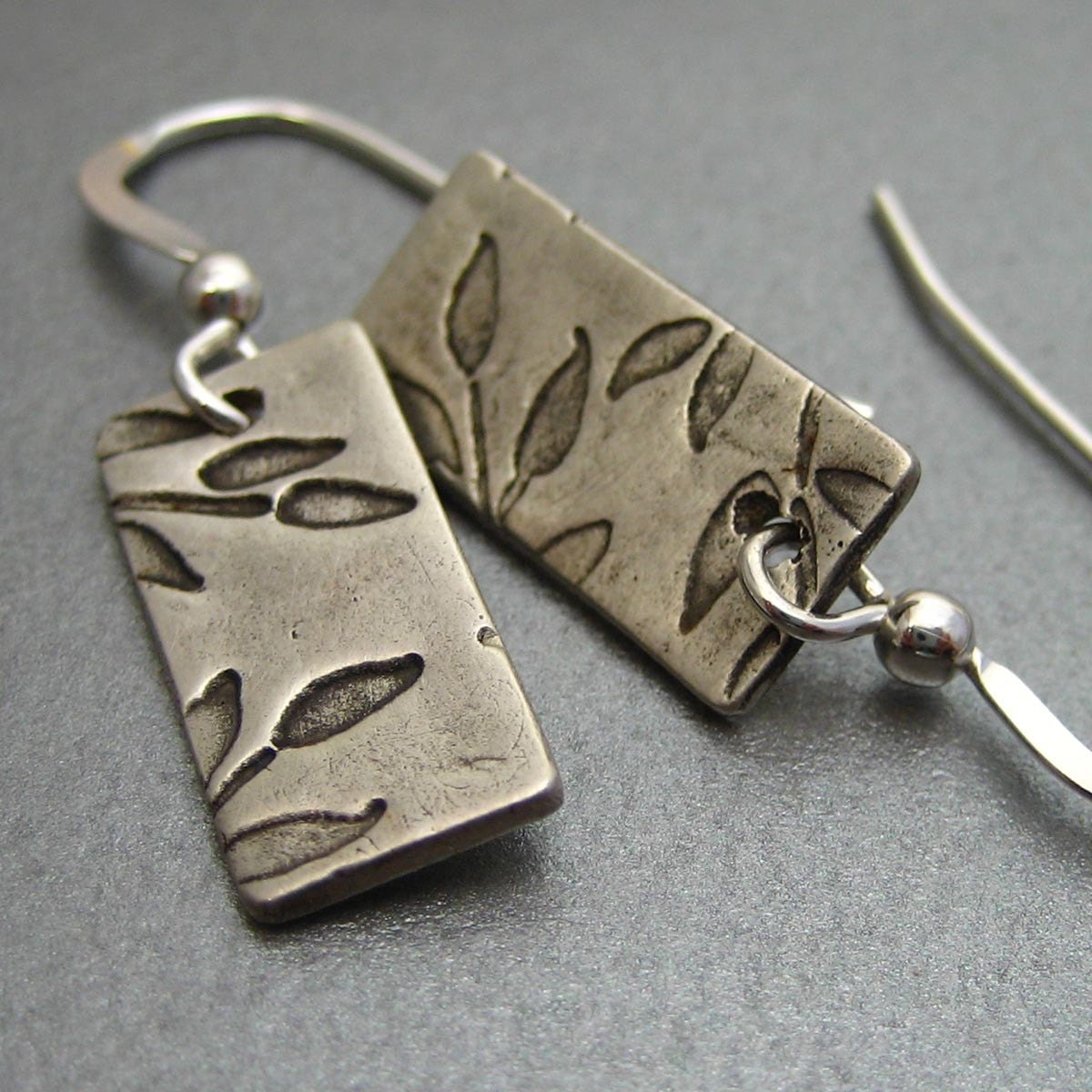 Fine Silver Leaf Earrings