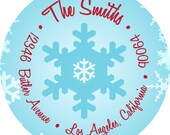 Snowflake Winter Wonderland Holiday Address Labels - Circle Stickers