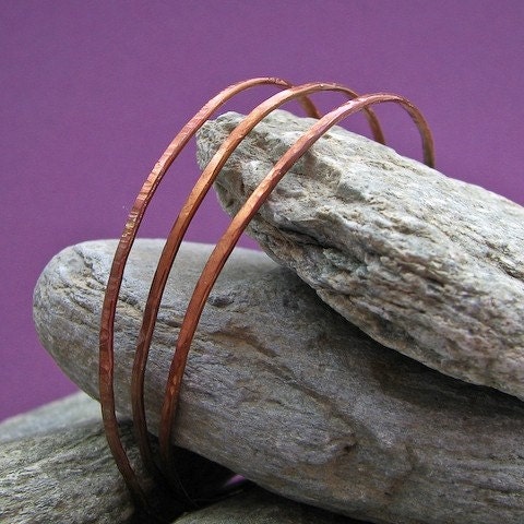 Fire Pure Copper Textured Bangles Trio Set of three Made To Order SRAJD