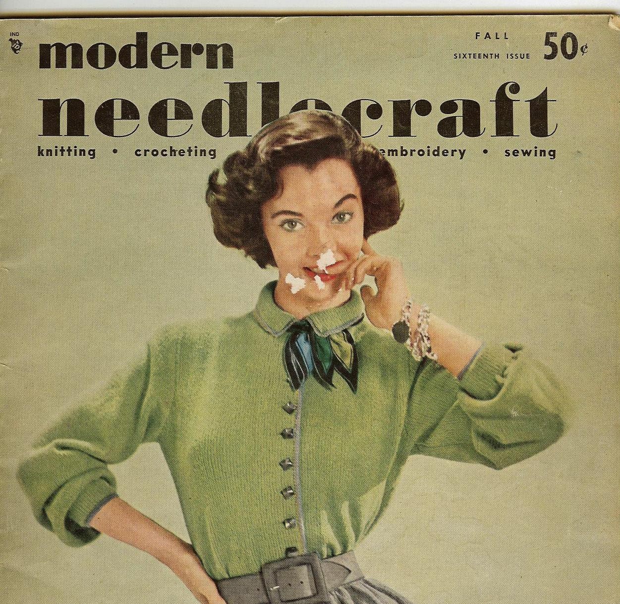 Vintage Magazine - Modern Needlecraft - knitting - crocheting - embroidery - sewing - Fall 1952
