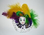 Mardi Gras Mask Pin Jester - One of a Kind Creation