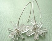 crystal flower - clear crystal sterling silver earrings