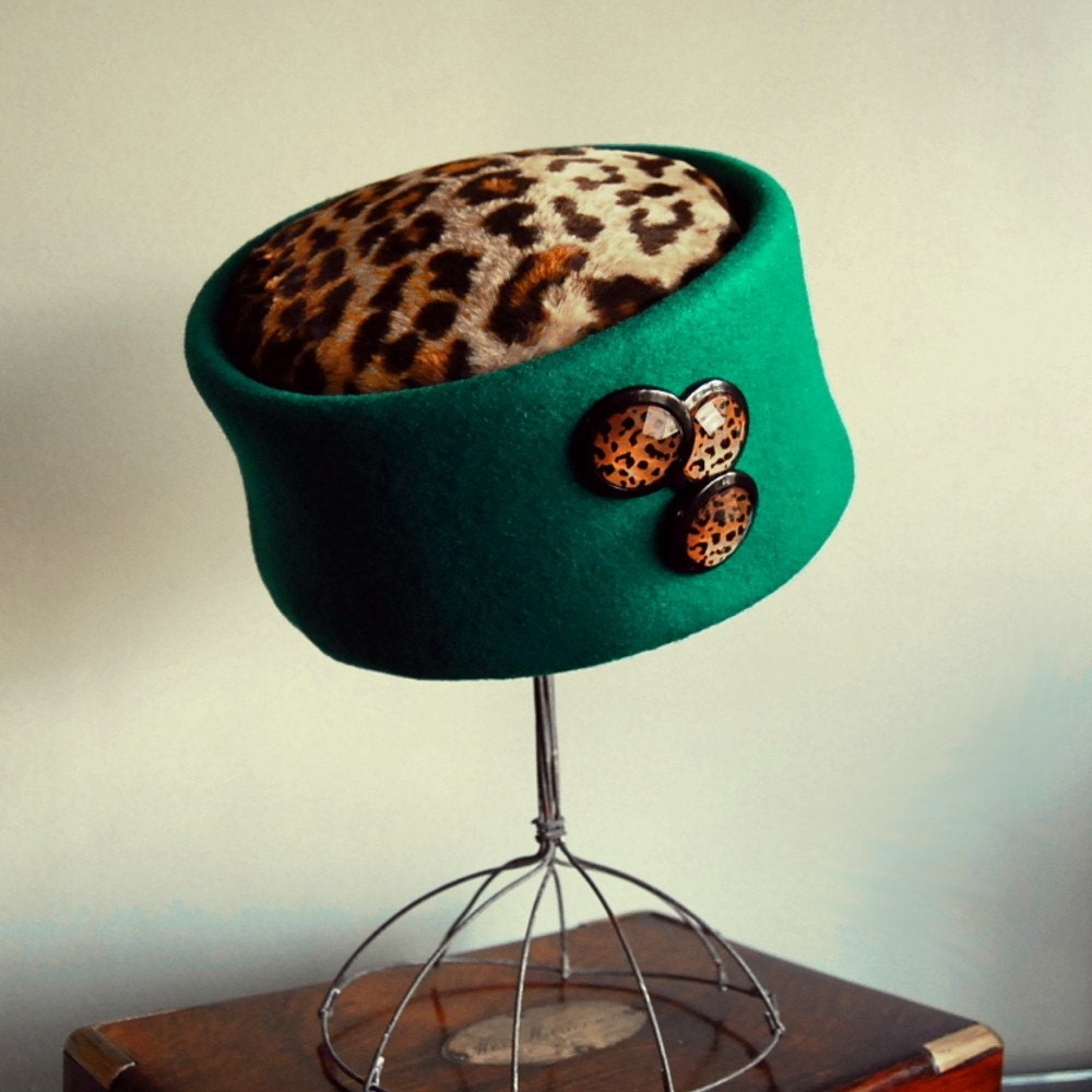 Emerald and Leopard Vintage Hat, by Sonni of San Francisco 