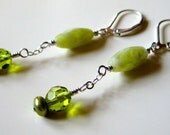 Olive Jade and Green Pearl Earrings
