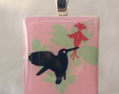 ModJess---Scrabble Tile Pendant---Hummingbird