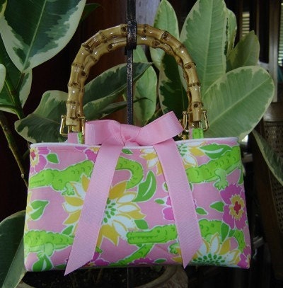 Tote made with Lilly Pulitzer Mizner Crocodile fabric
