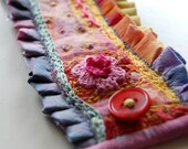 Hand embroidered cuff - One of a kind wearable textile art accessory