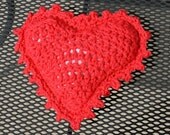 Red Crocheted Heart Pin Cushion