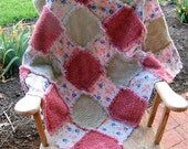 Vintage chenille patchwork rag quilt