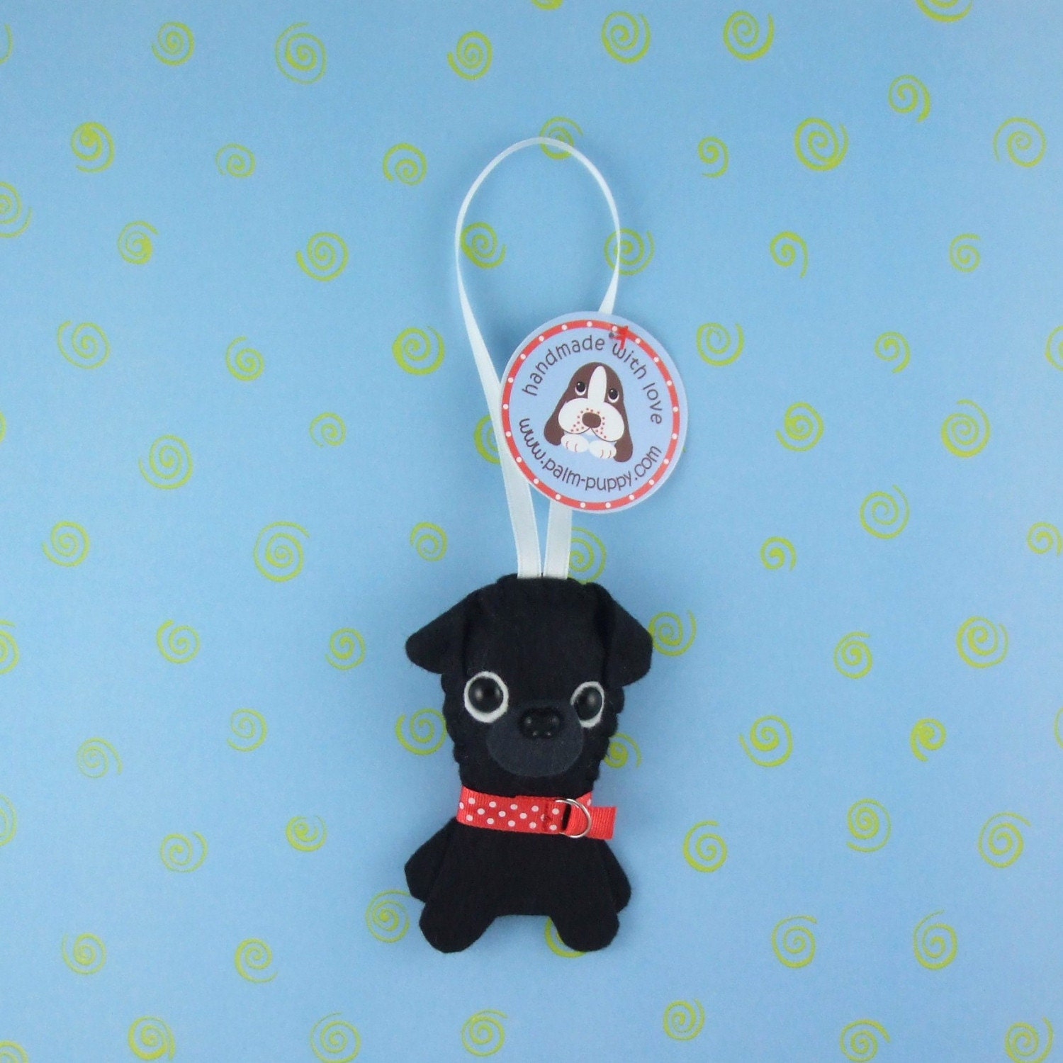 Black Pug Hanging Phlat Puppy