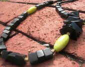 Emerald Jade, Lemon Jade and Pressed Glass Necklace "Emerald Rain Forest"