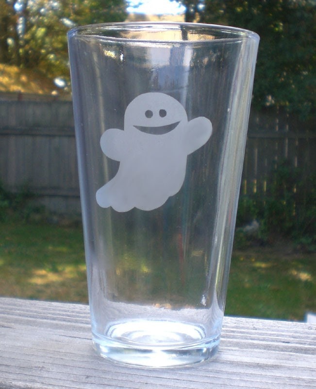 Ghost Etched Glass Pint Glass