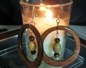 Jasper and Walnut Hoop Earrings
