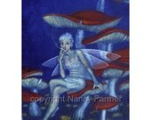 A Quick Fag - 5x7 inch art print - fairy having a smoke behind the toadstools