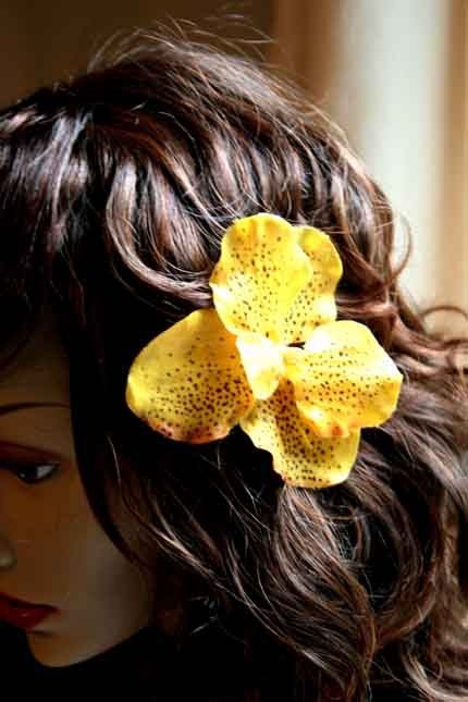 Nina Yellow Spotted Orchid Flower Hair Fascinator