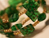 Spring Green Millifiori Beaded Wraparound Bracelet