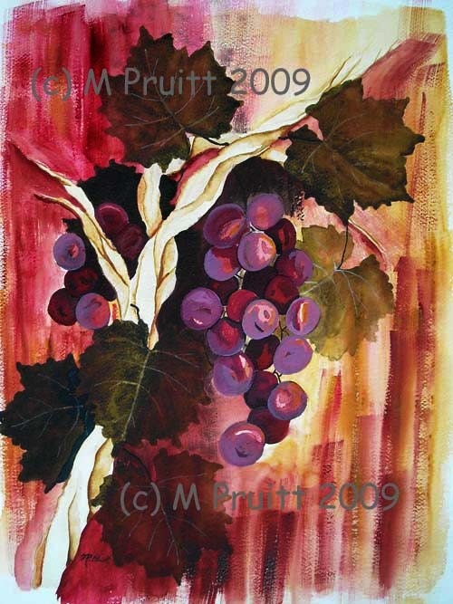Grape Vine ORIGINAL18x24 Watercolor painting by M Pruitt EBSQ