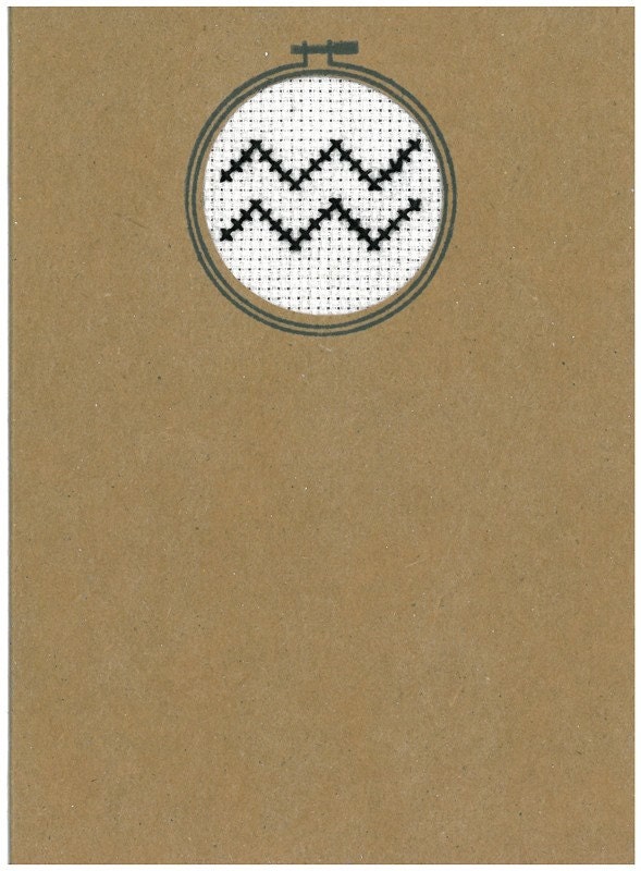 Zodiac Cross Stitched Card-Aquarius