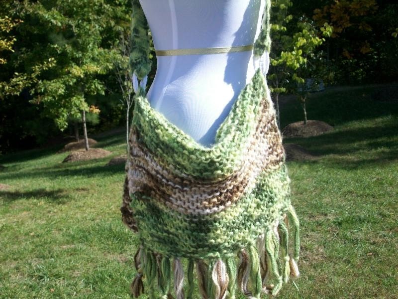 Handknit Messenger Hand Bag, Lime, Beige with Lining