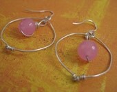SALE Cotton Candy Jade Sterling Silver Hoop Earrings