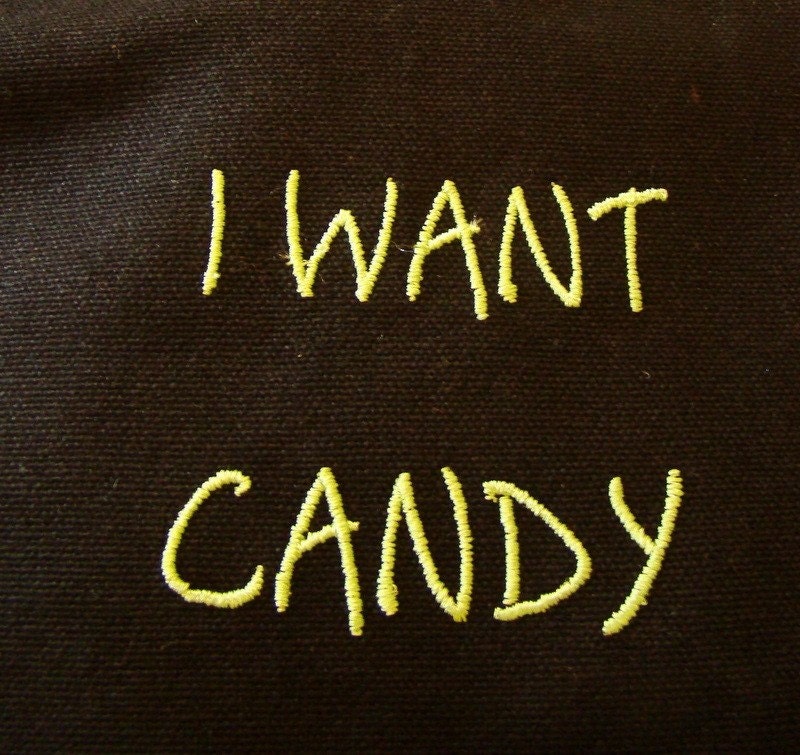 Tote bag for Candy wanters - Black with colorful handles embroidery