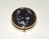Pill Box, Snowflake Obsidian Cabachon Insert