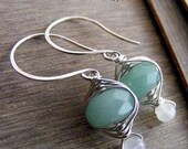 Harmony Earrings - Green Aventurine, Moonstone, Sterling Silver