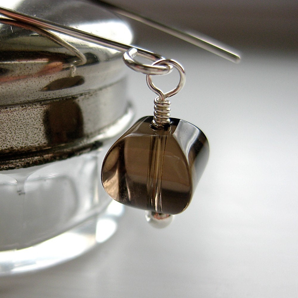 Charleston Earrings. Smoky Quartz and Silver