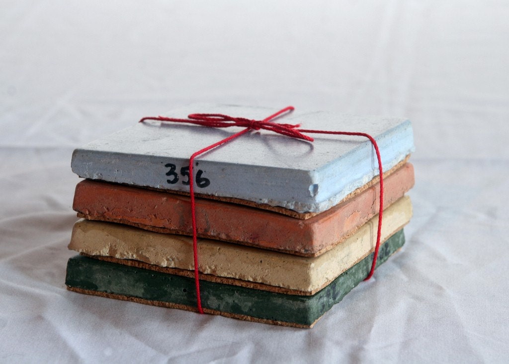 Colorful Concrete Tile Coasters