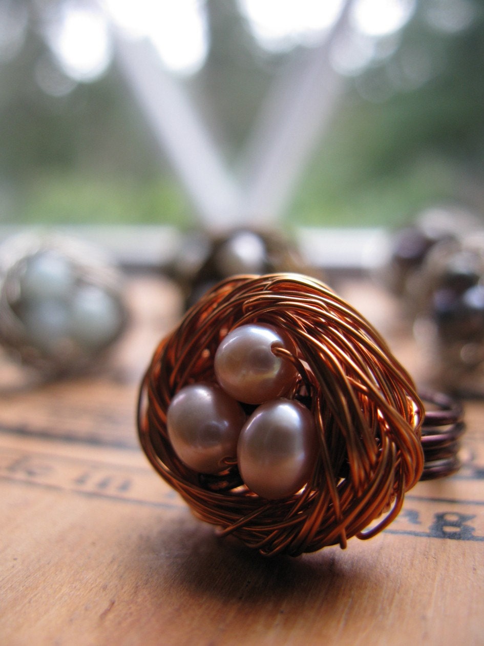 Copper Birds Nest Ring