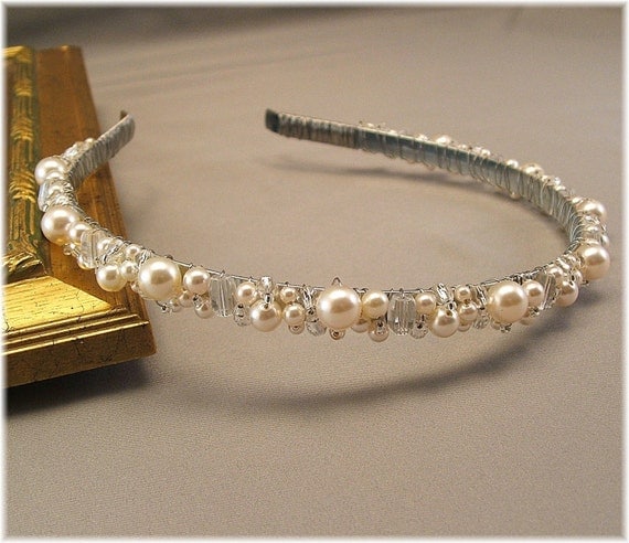 Bridal Tiara  Wedding Hair Accessories  Head Band  by Handwired from etsy.com