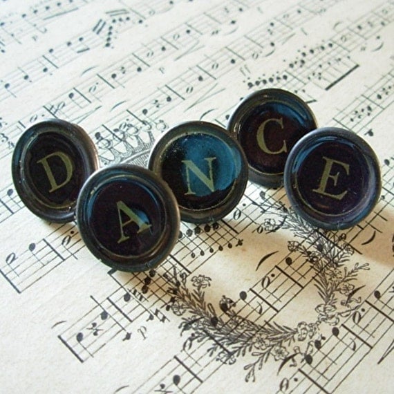 DANCE in black - Faux typewriter key thumbtacks