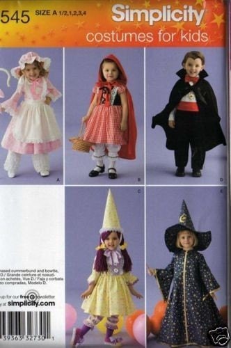 Simplicity J0789 Toddlers' Witch Dracula Costume Pattern Sizes 6 months to 4