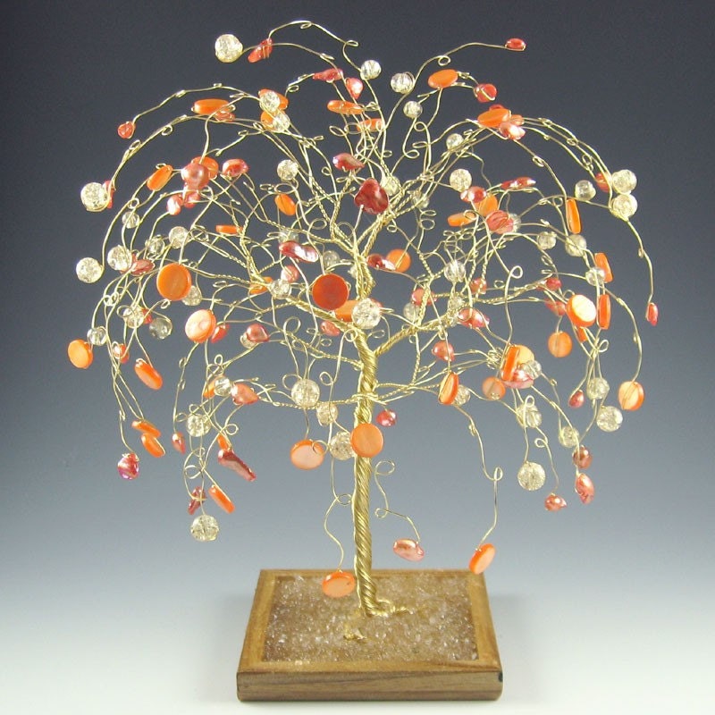 Wedding Cake Topper Willow Tree Sculpture Orange and Gold From byapryl