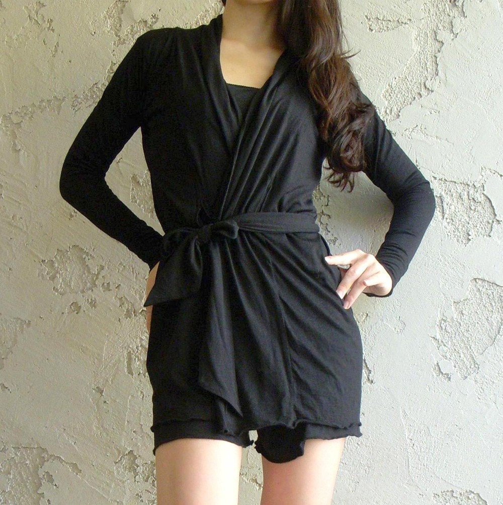 JEWEL womens wrap cardigan in tencel and wool lightweight knit with belt - made to order
